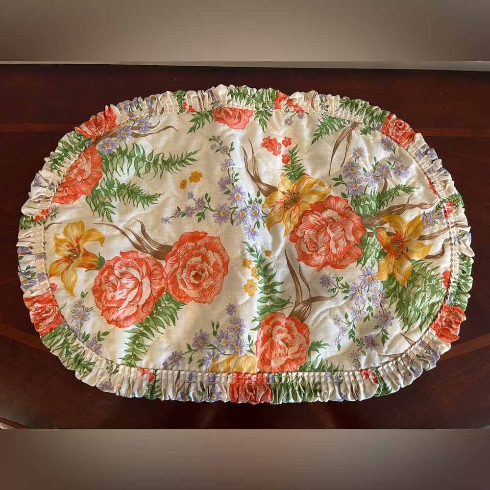 Vintage 6 Pack Floral Oval Table Placemats
